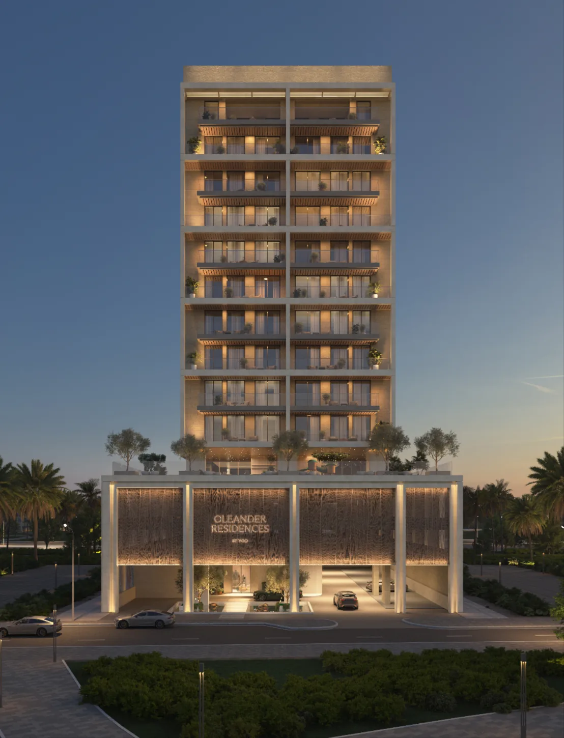 Front elevation of the tower