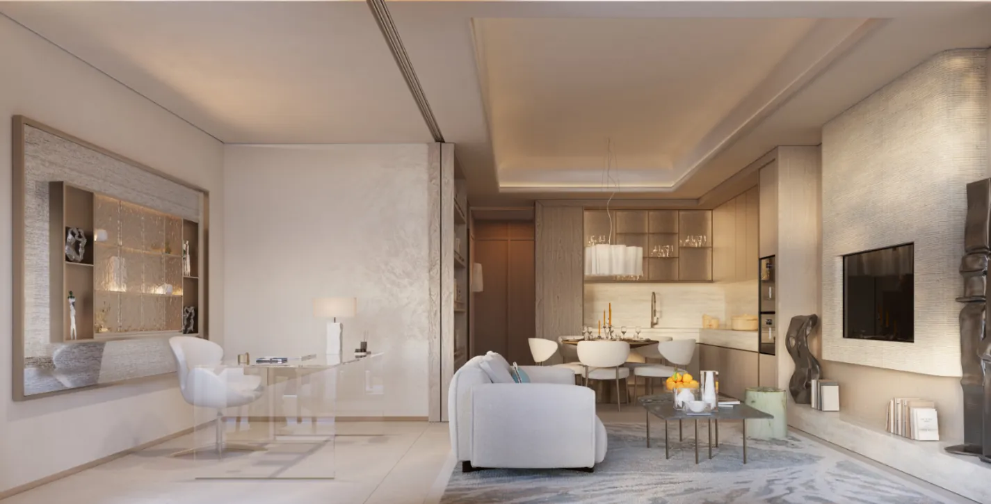 Living room of a 2 BHK residence