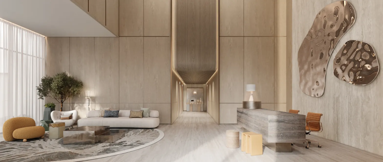 Double-height reception lounge